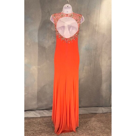 Heavily Beaded Coral Dress Formal, Pageant, Appearance - Picture 4 of 10